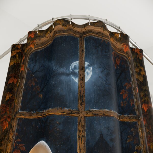 Halloween Ghost Shower Curtain — Cozy Spooky Night Bath Decor