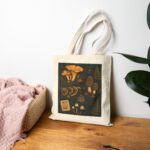 Mushroom Illustration Canvas Tote Bag — Forest Fungi Botanical Market Bag