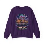 Midnight Nebula Diner Sweatshirt — "Open 24/7 in Every Time Zone"