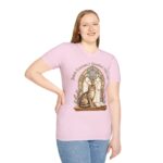 Cat Prayer T-Shirt — "Jesus Knows I Needed This Cat" Vintage Stained-Glass Design