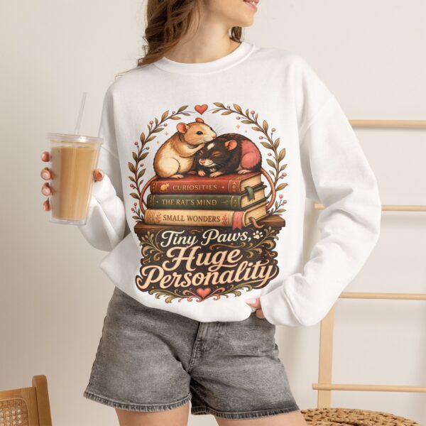 Hamster Booklover Sweatshirt — "Tiny Paws, Huge Personality" Cozy Crewneck