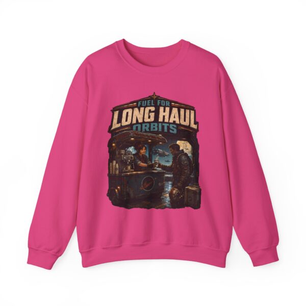 Long Haul Orbits Crewneck Sweatshirt — 'Fuel For Long Haul Orbits' Retro Space Café Design