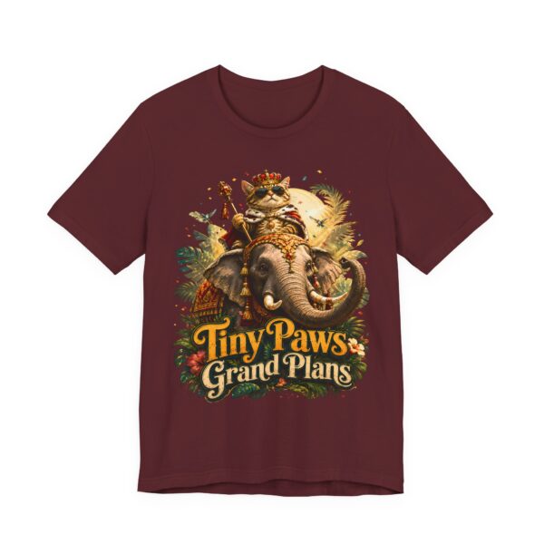 Tiny Paws, Grand Plans Tee — Crowned Cat Riding Elephant Vintage Graphic T-Shirt