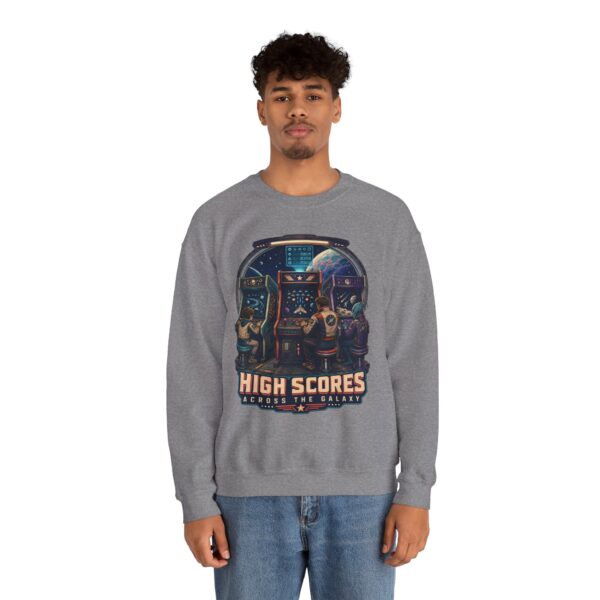 Retro Arcade Space Sweatshirt — "High Scores Across the Galaxy" Crewneck