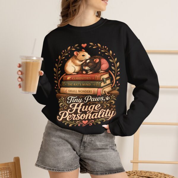Hamster Booklover Sweatshirt — "Tiny Paws, Huge Personality" Cozy Crewneck