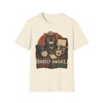 Barely Awake Office Cat T-Shirt — Funny Grumpy Cat Coffee Work Shirt