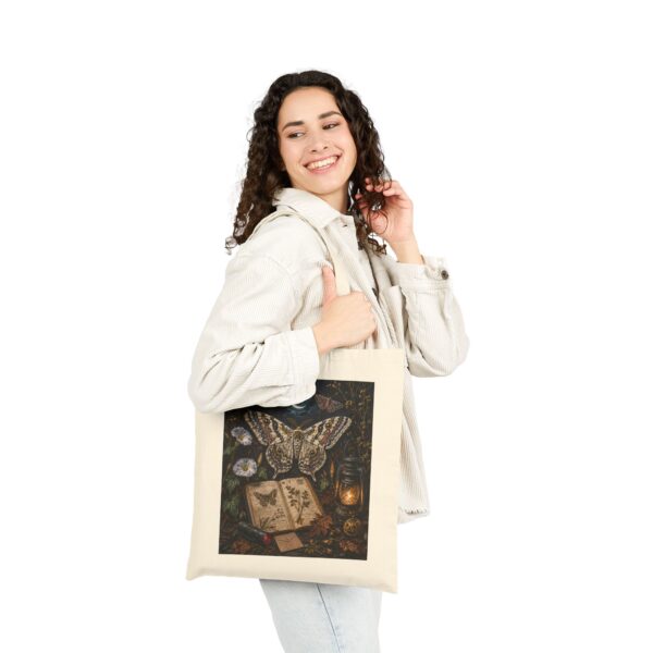 Mystic Moth Cotton Tote – Vintage Botanical Moonlit Art Bag