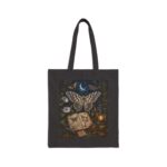 Mystic Moth Cotton Tote – Vintage Botanical Moonlit Art Bag