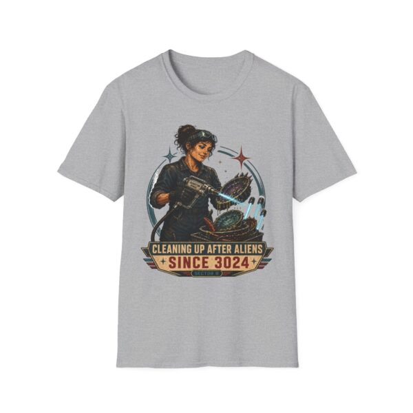 Alien Cleanup Crew T‑Shirt — "Cleaning Up After Aliens Since 3024" Sci‑Fi Graphic Tee