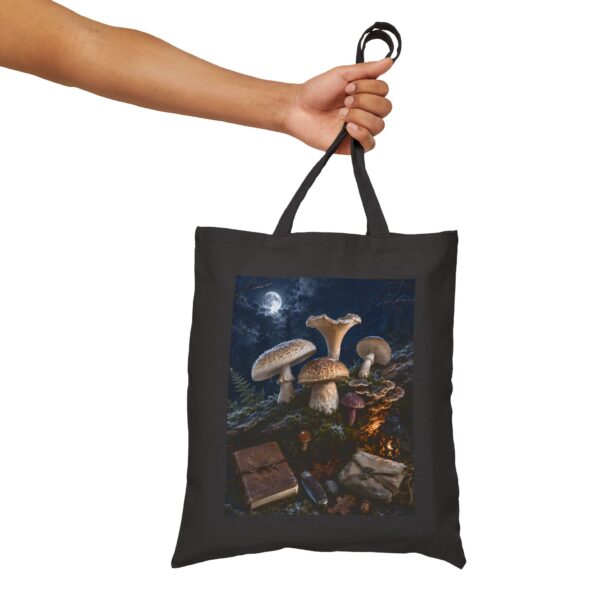 Mushroom Moon Canvas Tote — Botanical Fairycore Mushroom Market Bag