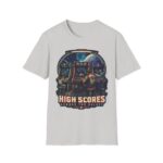 Retro Arcade T-Shirt — "High Scores Across the Galaxy" Space Gamer Tee