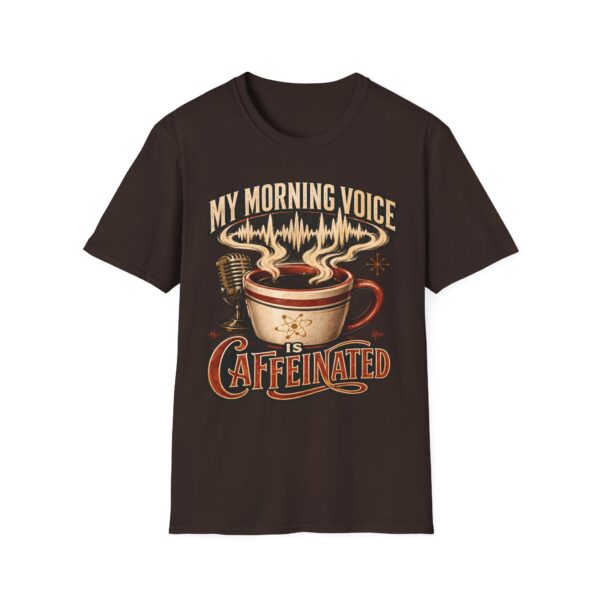 My Morning Voice Is Caffeinated T-Shirt — Coffee, Mic & Soundwave Vintage Tee