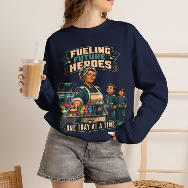 Lunch Lady Tribute Crewneck Sweatshirt — "Fueling Future Heroes: One Tray at a Time"