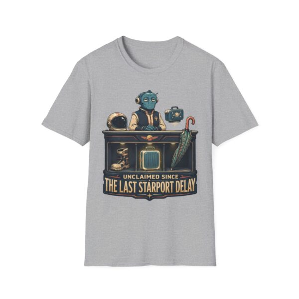 Retro Spaceport Tee — "Unclaimed Since The Last Starport Delay" Alien Deli Illustration