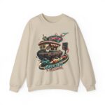 Comet Café Crewneck Sweatshirt — Retro Space Diner “Open 24/7” Graphic