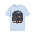 Retro Arcade T-Shirt — "High Scores Across the Galaxy" Space Gamer Tee