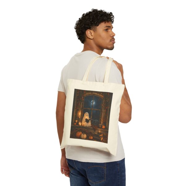 Halloween Ghost Tote Bag — Cute Spooky Pumpkin Window Cotton Canvas Tote
