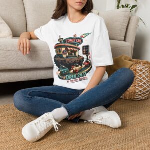 Comet Cafe T-Shirt — Retro Space Diner Graphic Tee ("Open 24/7")