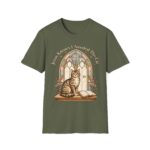 Cat Prayer T-Shirt — "Jesus Knows I Needed This Cat" Vintage Stained-Glass Design