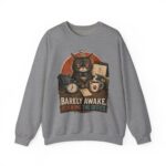 Cat Office Sweatshirt — "Barely Awake, Running the Office" Cozy Crewneck