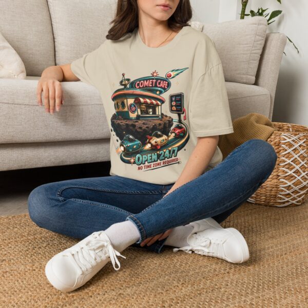 Comet Cafe T-Shirt — Retro Space Diner Graphic Tee ("Open 24/7")