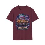 Midnight Nebula Diner T-Shirt — 'Open 24/7 in Every Time Zone' Retro Space Diner Tee