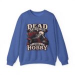 Dead Serious About This Hobby Crewneck Sweatshirt — Skeleton Crocheting Graphic