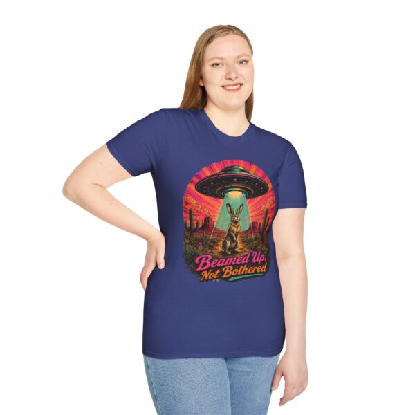 Beamed Up, Not Bothered T-Shirt — Retro UFO Bunny Graphic Tee