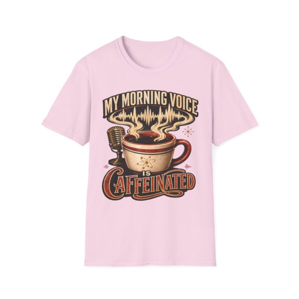 My Morning Voice Is Caffeinated T-Shirt — Coffee, Mic & Soundwave Vintage Tee