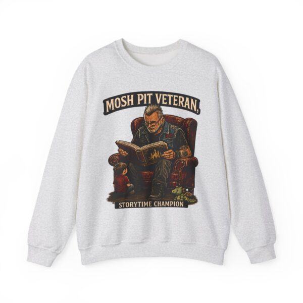 Mosh Pit Veteran Crewneck Sweatshirt — "Storytime Champion" Concert-Scene Pullover