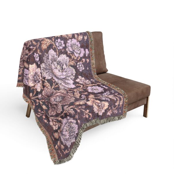 Floral Woven Blanket — Vintage Rose Jacquard Throw