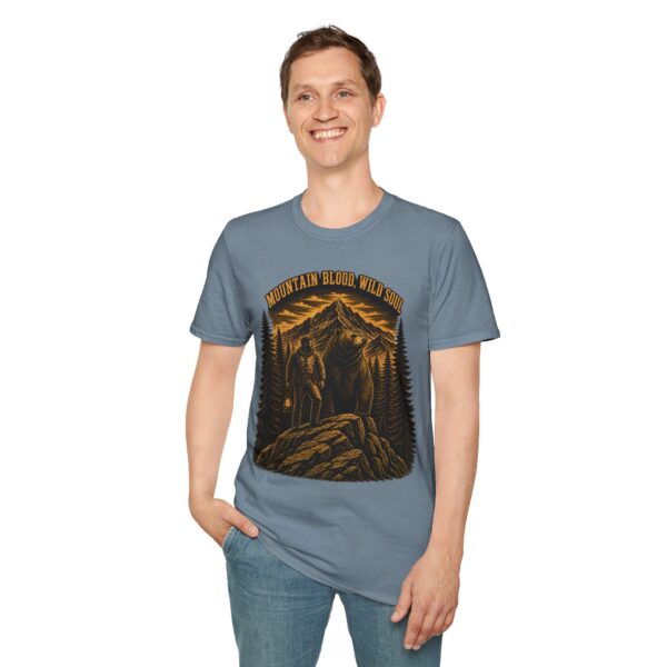 Mountain Blood Wild Soul T-Shirt — Retro Mountain Wolf Adventure Tee