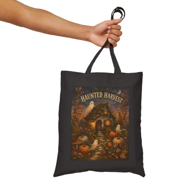 Haunted Harvest Tote Bag — Vintage Halloween Pumpkin & Ghost Canvas Tote