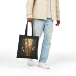 Giraffe Garden Canvas Tote Bag — Whimsical Floral Wildlife Print