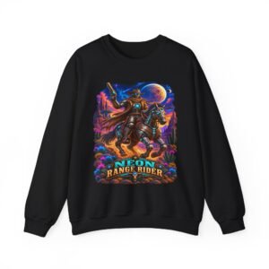 Neon Range Rider Sweatshirt — Retro Futuristic Cowboy Graphic Crewneck