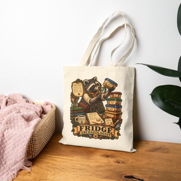Tote Bag — 'Fridge Archaeologist' Raccoon Vintage Grocery Canvas Tote