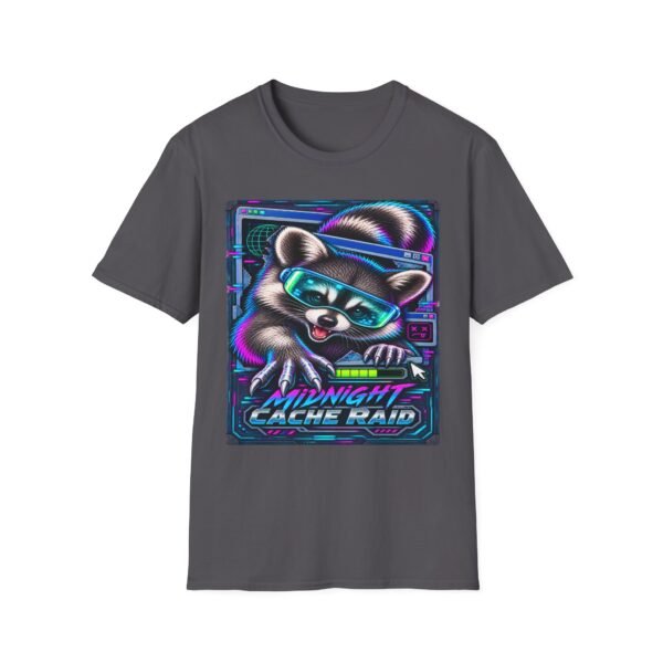Midnight Cache Raid T‑Shirt — Neon Cyber Raccoon Graphic Tee
