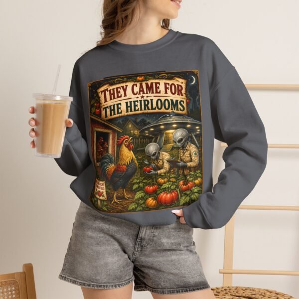 They Came For The Heirlooms Crewneck Sweatshirt — Vintage Garden Harvest Graphic