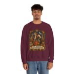 Midnight Groundskeeper Skeleton Gardener Crewneck Sweatshirt — Halloween Pumpkin Patch Graphic
