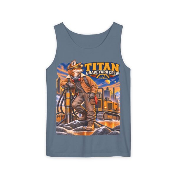 Titan Graveyard Crew Tank Top — Construction Fox Graphic Worksite Tee