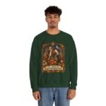 Midnight Groundskeeper Skeleton Gardener Crewneck Sweatshirt — Halloween Pumpkin Patch Graphic
