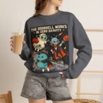 Halloween Alien Crewneck Sweatshirt — “The Doorbell Works in Zero Gravity” Cute Spooky Graphic