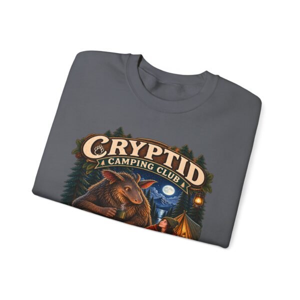 Cryptid Camping Club Sweatshirt — 'We Share the Campsite Now' Cozy Crewneck