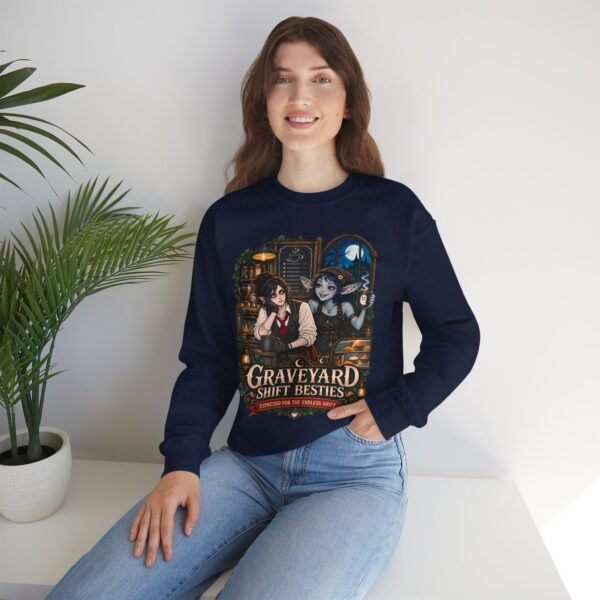 Graveyard Shift Besties Crewneck Sweatshirt — Cute Goth Friendship Graphic