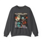 Halloween Alien Crewneck Sweatshirt — “The Doorbell Works in Zero Gravity” Cute Spooky Graphic