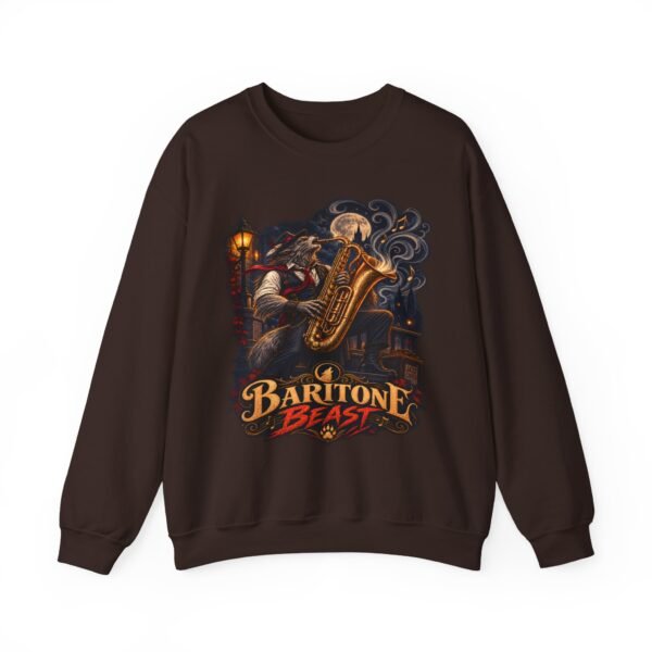 Baritone Beast Sweatshirt — Retro Jazz Saxophone Graphic Crewneck