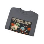 Halloween Alien Crewneck Sweatshirt — “The Doorbell Works in Zero Gravity” Cute Spooky Graphic