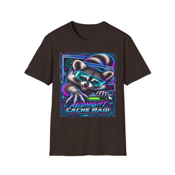 Midnight Cache Raid T‑Shirt — Neon Cyber Raccoon Graphic Tee