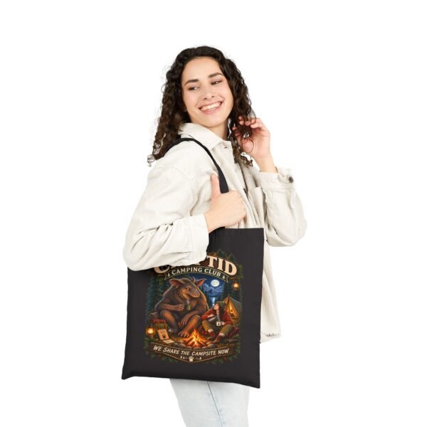Cryptid Camping Club Canvas Tote — 'We Share The Campsite Now' Eco Grocery Bag