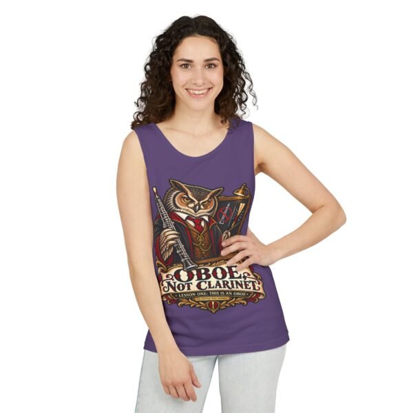Clarinet Tank Top — "OBOE, Not Clarinet" Owl Musician Graphic Tank